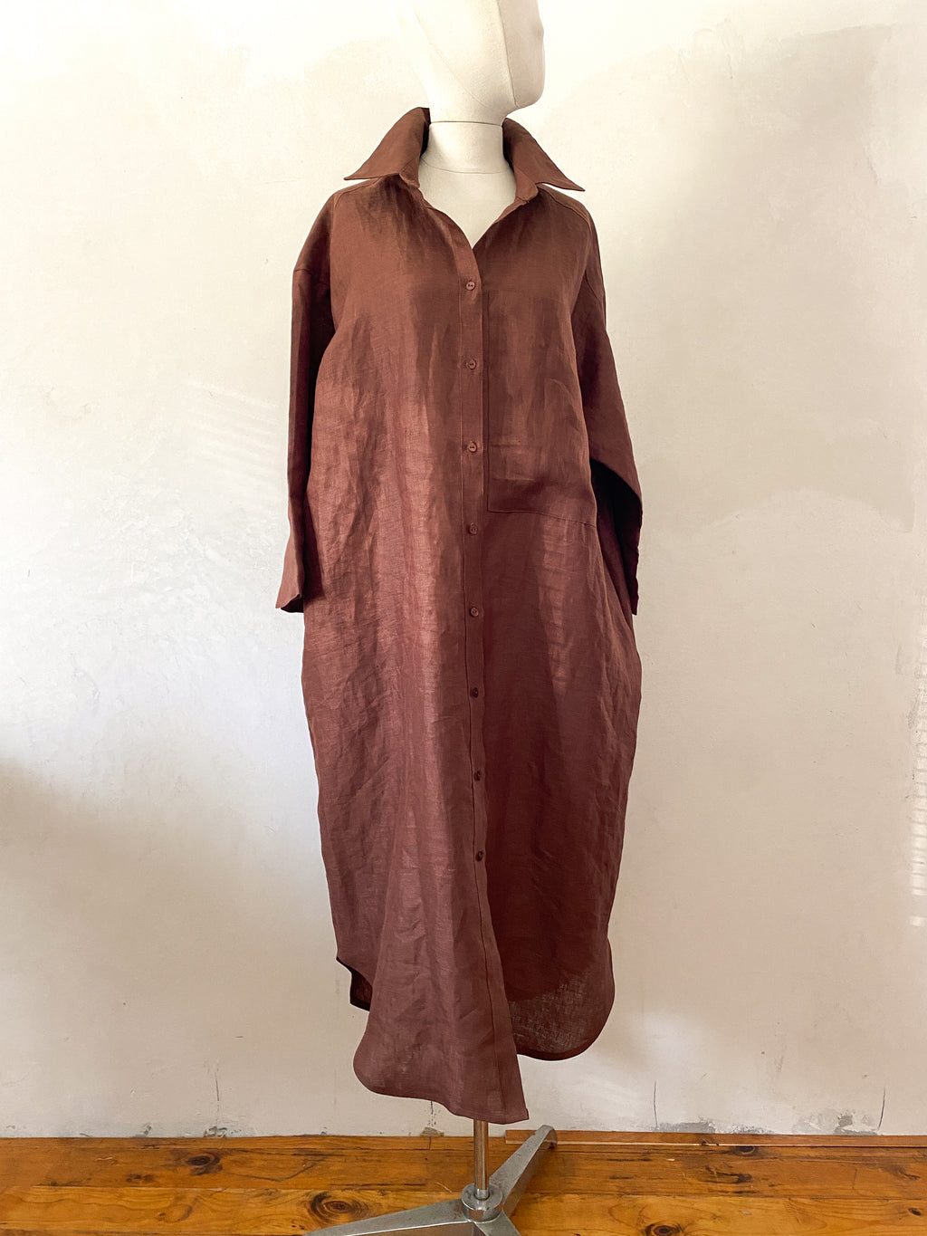 Oversized Relaxed Linen Shirt Dress
