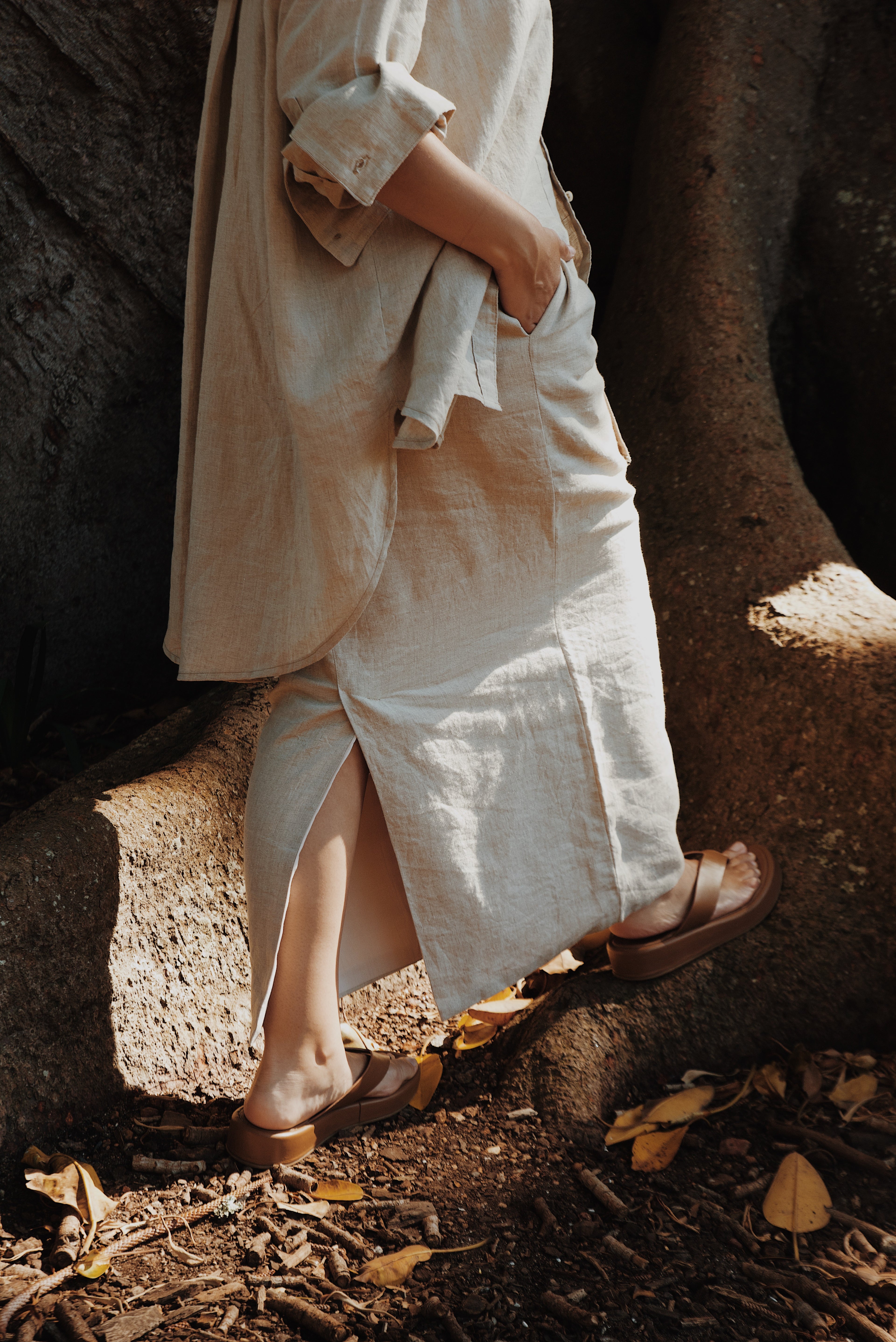 Linen Column Skirt